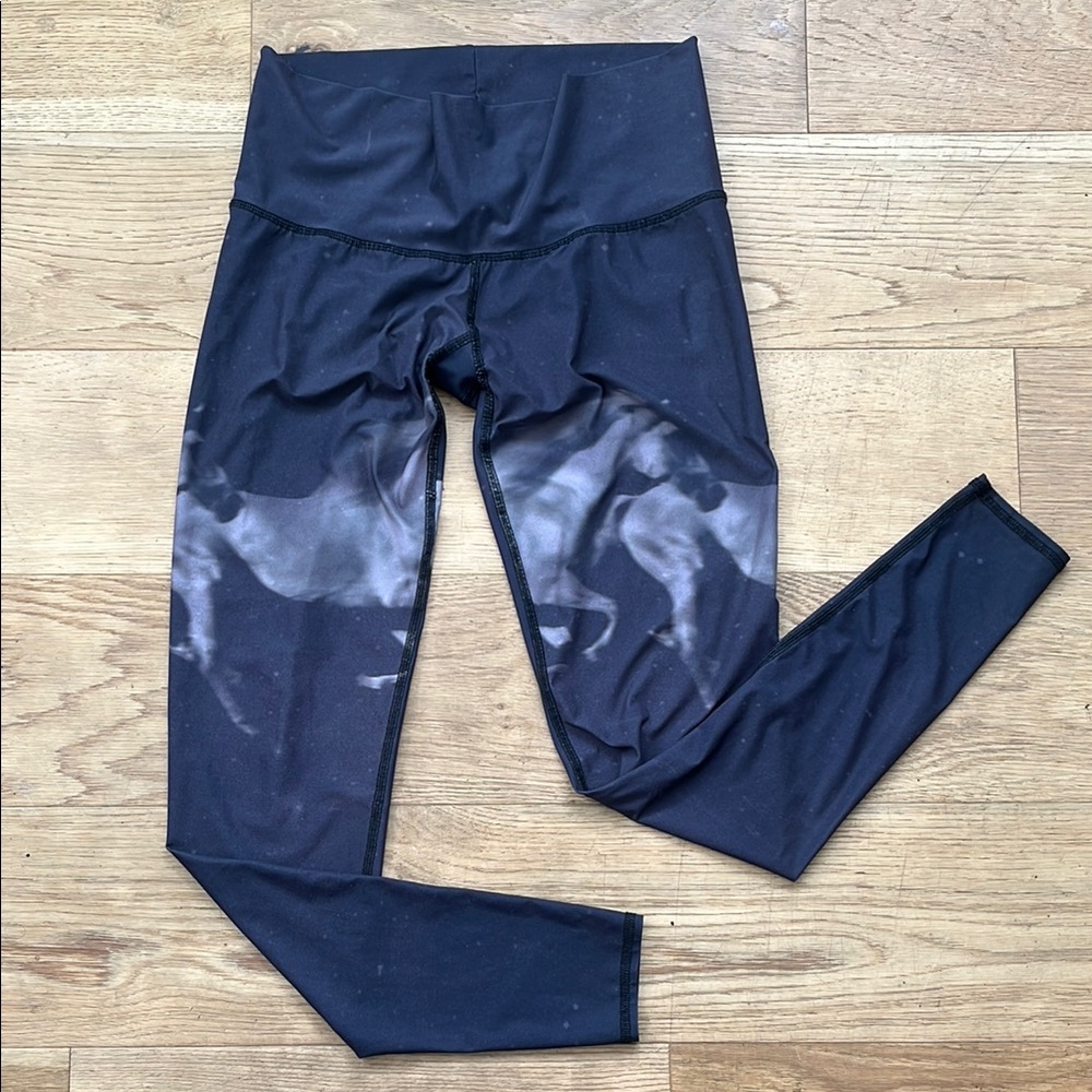 teeki Black & Gray Horse Leggings, M